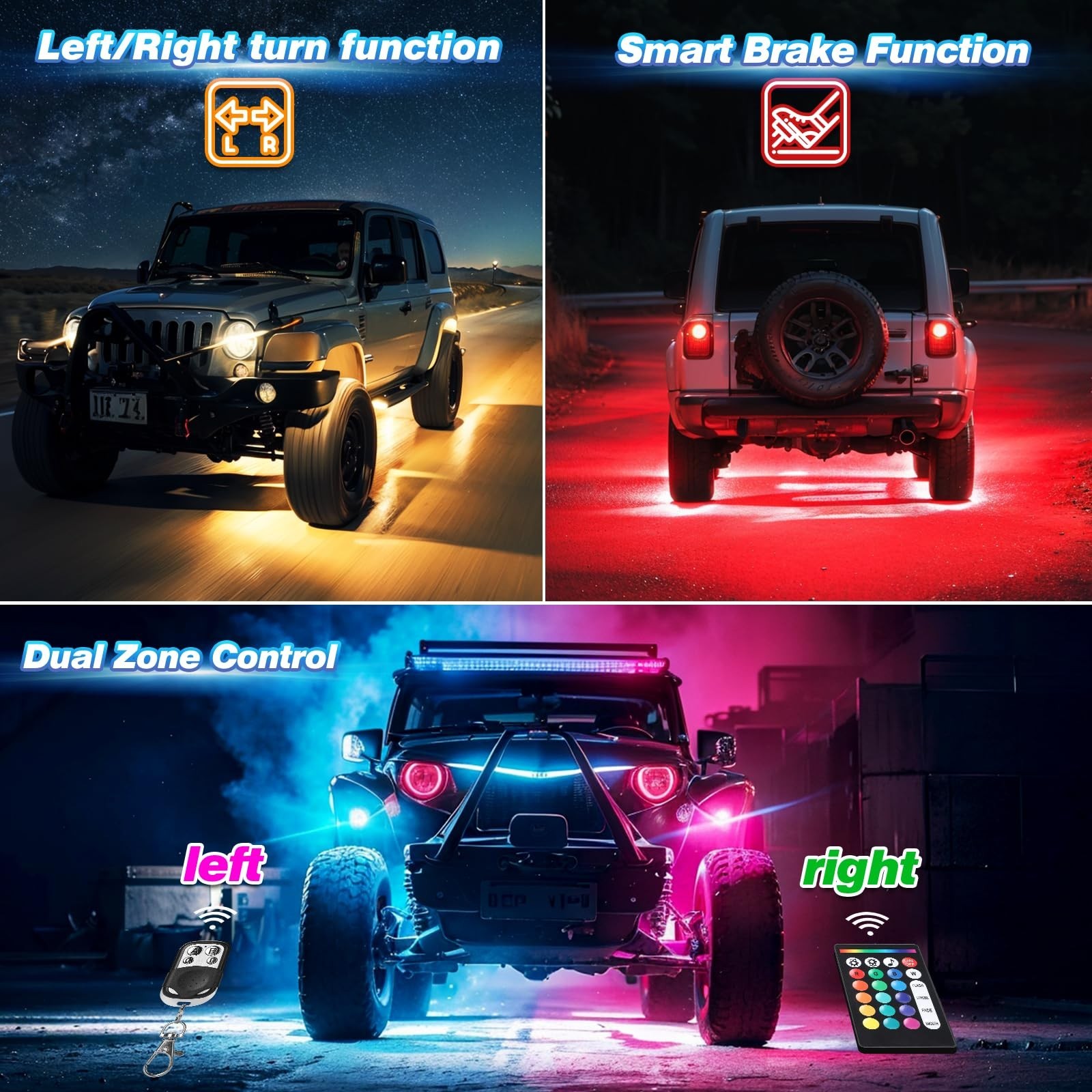 4 Pods Alloy LED Rock Lights for ATV UTV Golf Cart Truck RZR SXS, Waterproof …