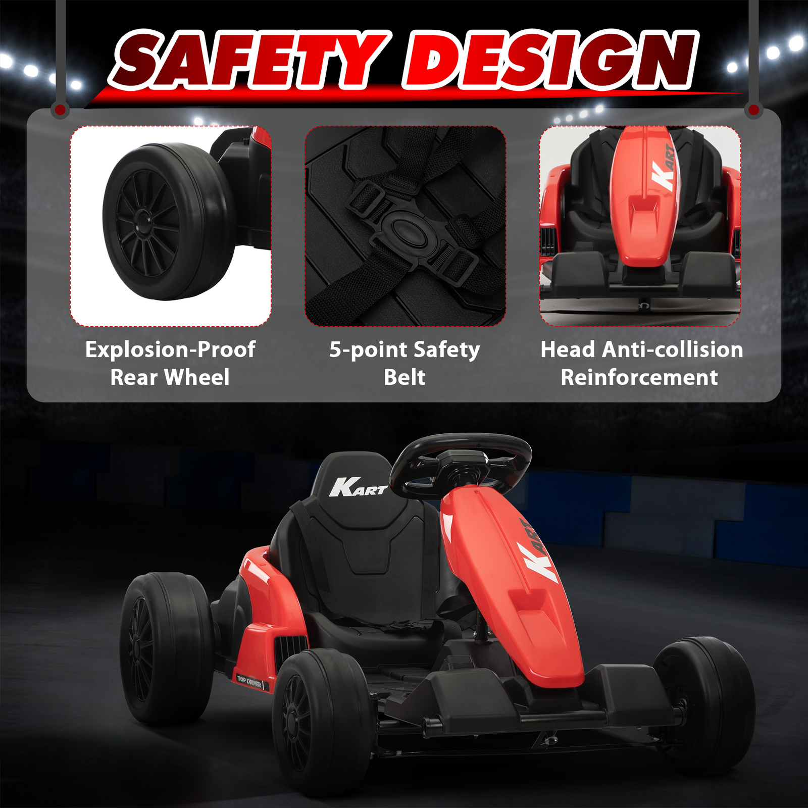 TOBBI 24V Kids Go-Kart Electric Power Ride On Toy Vehicle for Kids Aged 4-16