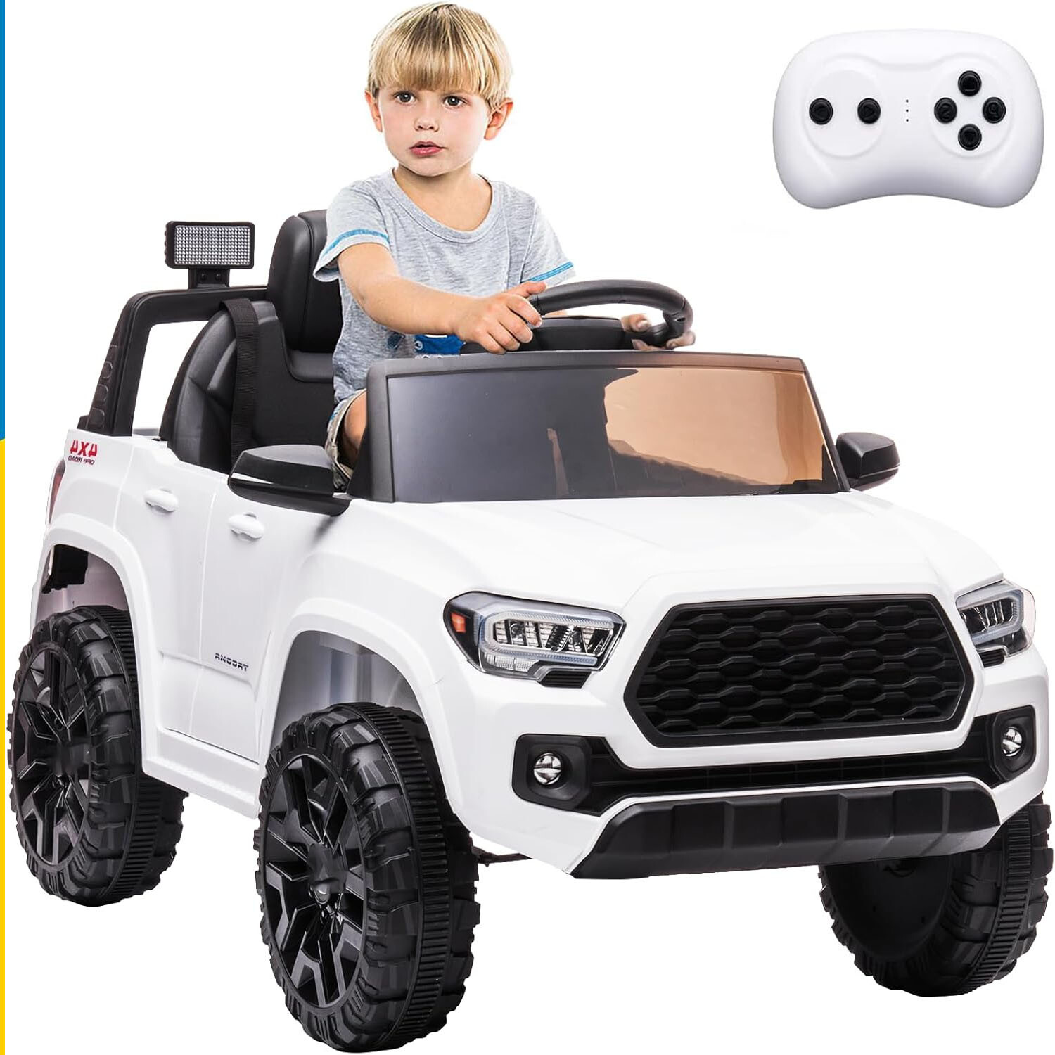 12V Kids Ride-On Car With Parent Remote Control &LED Headlights for 3-6 Year Old