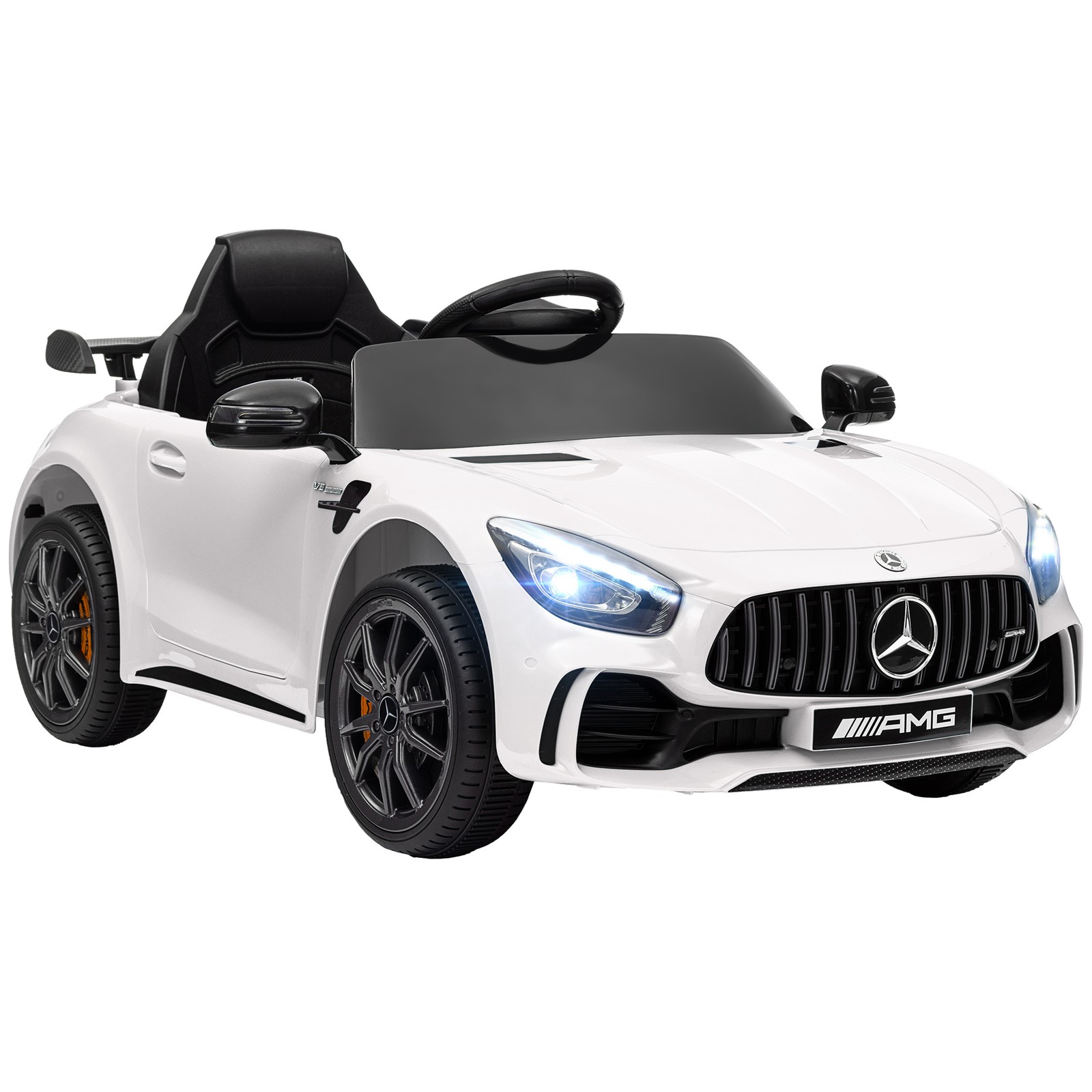Mercedes-Benz Licensed 12V Kids Electric Car with Remote & Lights, White