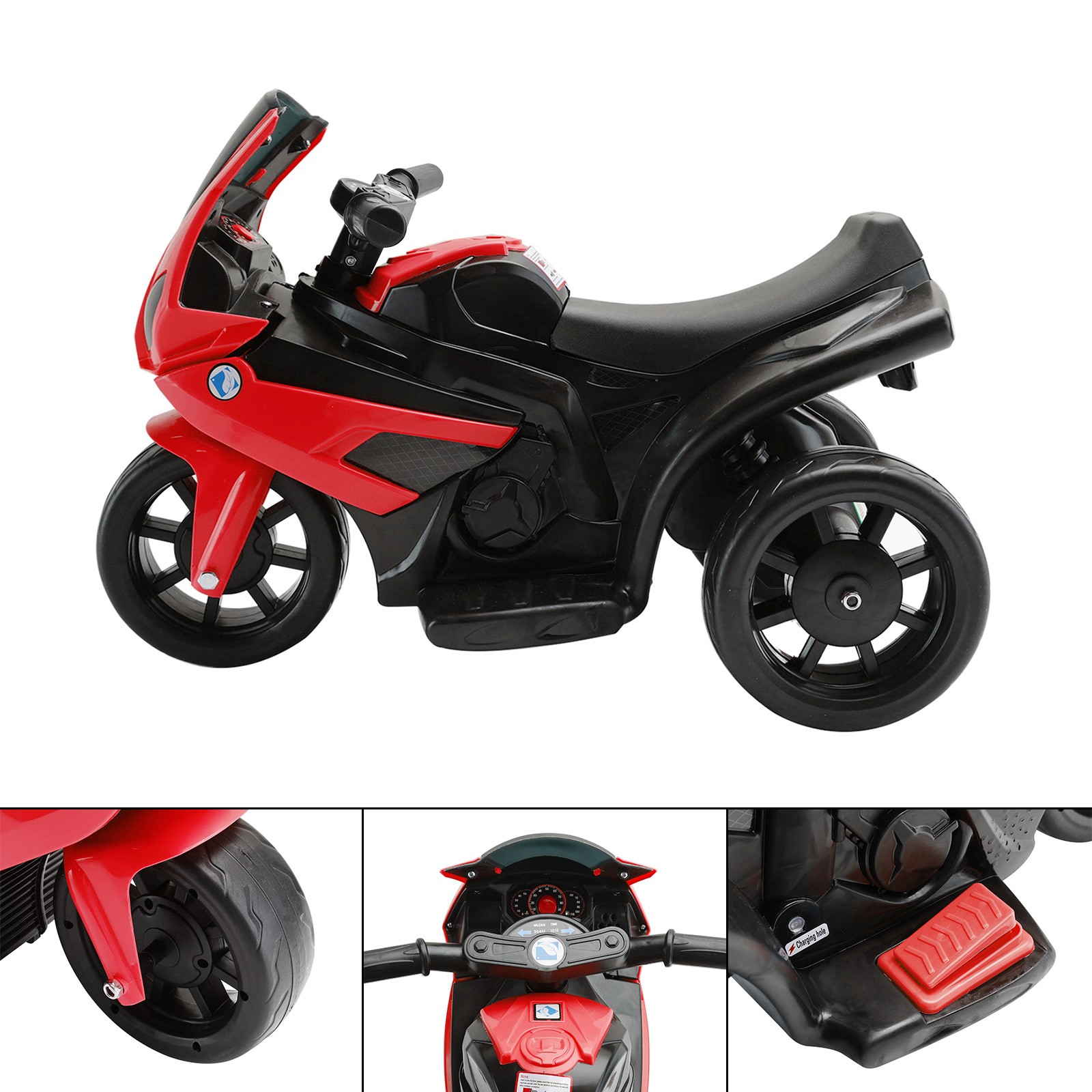 3Wheel 6V Kid Ride On Motorcycle Electric Toy w/Remote Control LED Light Red🏍️