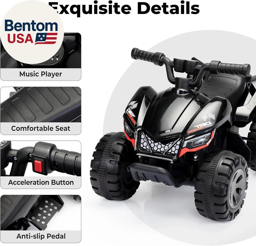 Ride on Toy for Toddler, 25W 4 Power Wheels with Cool Spraying System, 4-Wheeler