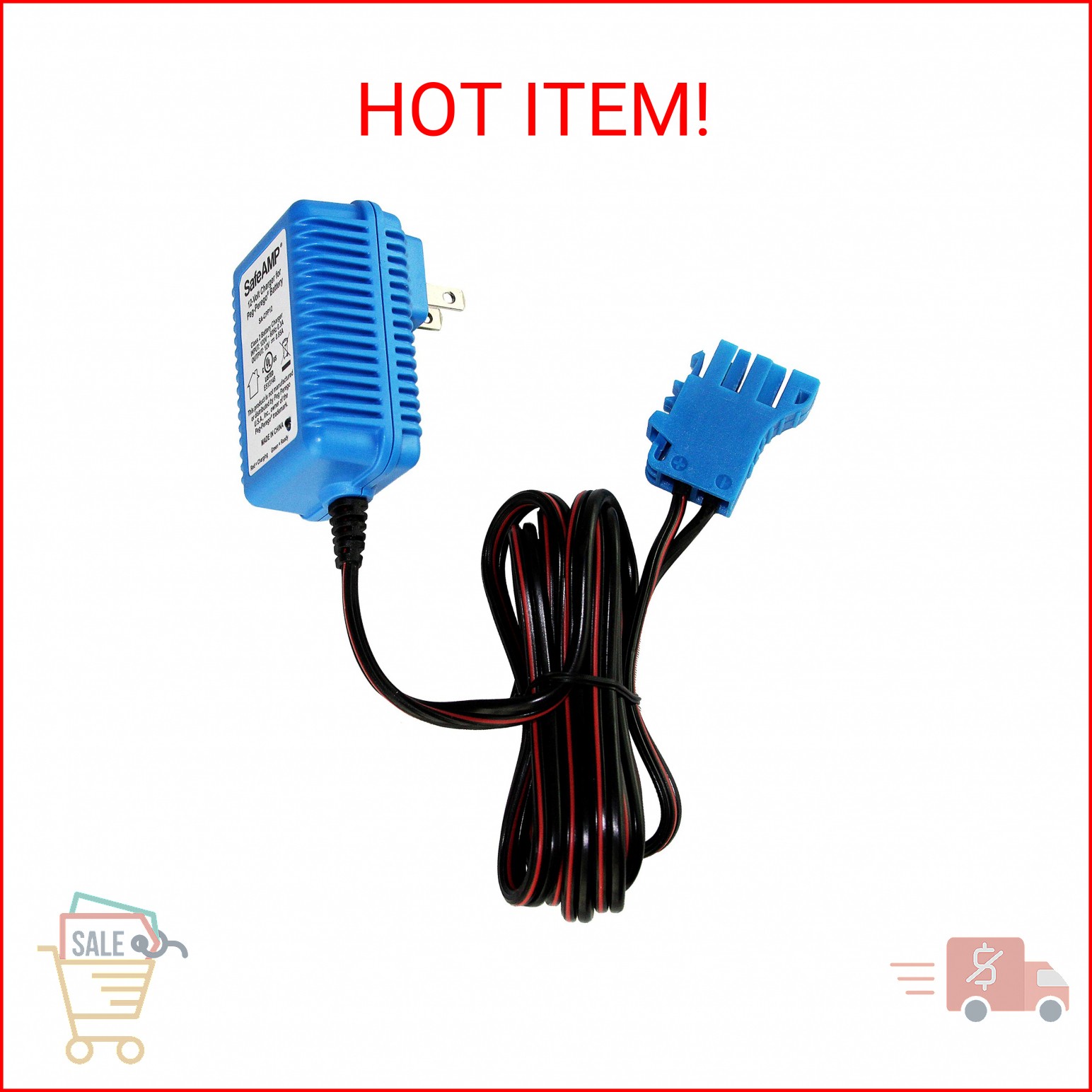 SafeAMP 12 Volt UL Listed Battery Charger Compatible with Peg Perego® 12V Batter