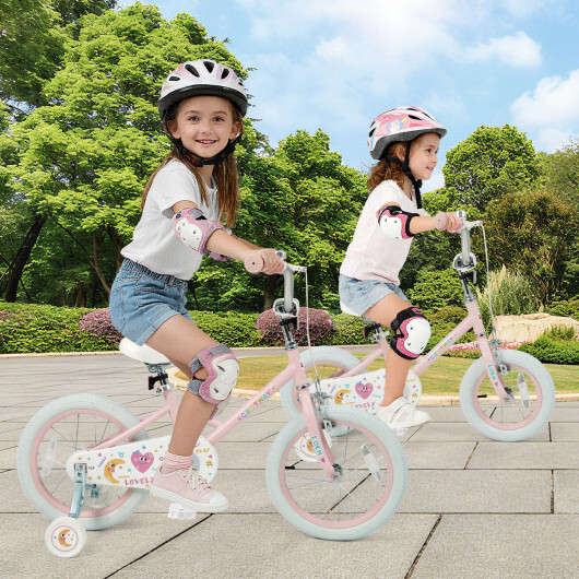 16 Inch Kids Bike Adjustable for 3-8 Years Old Children Pink – Stars & Moon – Co