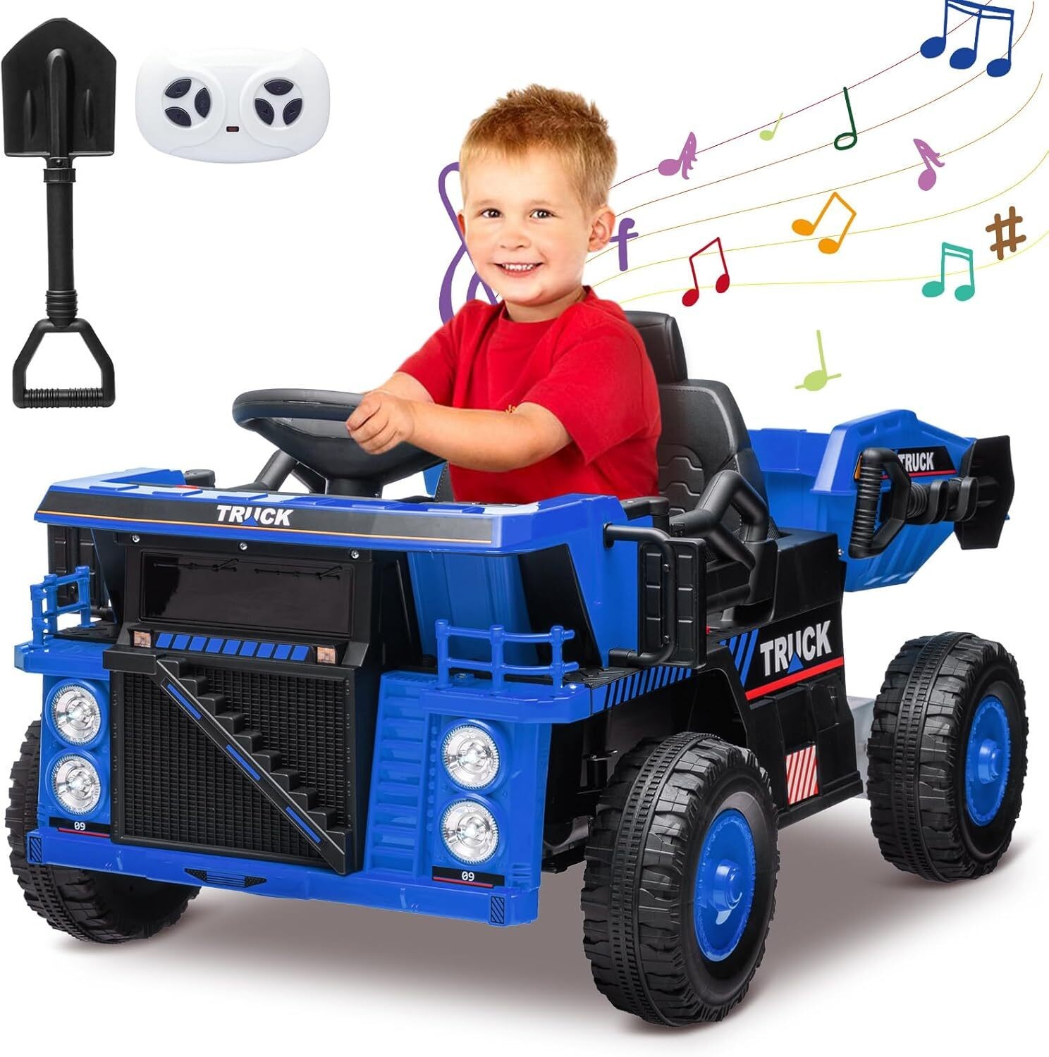12V Ride On Dump Truck, Ride On Car Toy With Remote Control, Electric Dump Bed