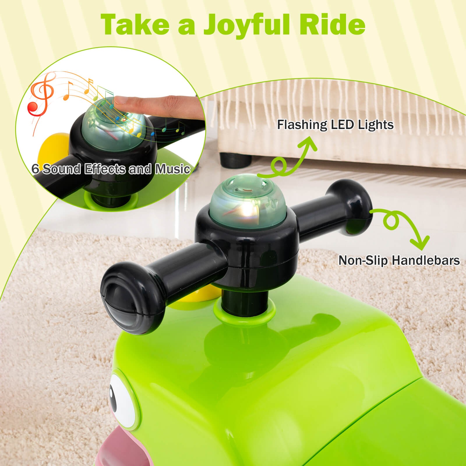 Ride on Toy Baby Dinosaur Sliding Car w/ 4 Universal Casters Under-Seat Storage
