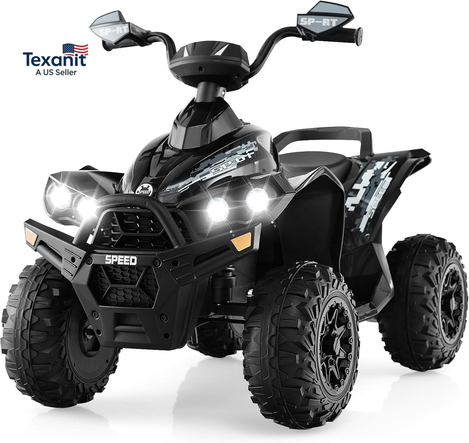 Kids Ride on ATV, 12V 4 Wheeler Quad Toy Vehicle with Music, Horn, High Low Spee
