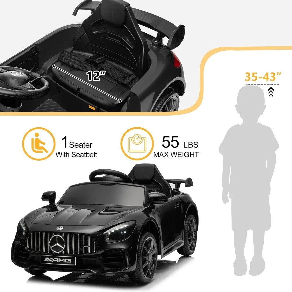 12V Licensed Mercedes-Benz Electric Ride on Car Toy w/Remote Control, LED Lights