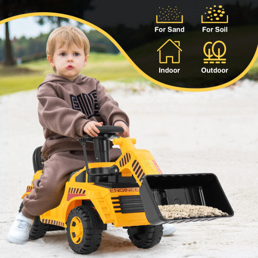 Excavator Digger Toy with Adjustable Bucket-Yellow – Color: Yellow