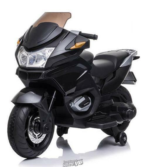 Blazin’ Wheels 12V Ride-On Motorcycle Black Front & Rear Lights Music Two Riders
