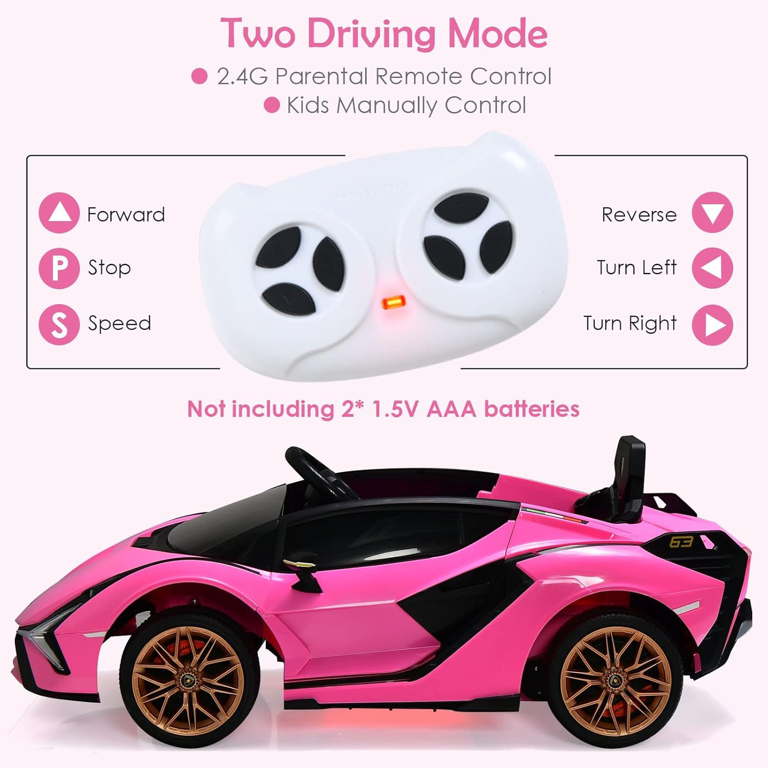 Kids 12V Licensed Lamborghini SIAN Ride on Car, Electric Vehicle for Toddler wit