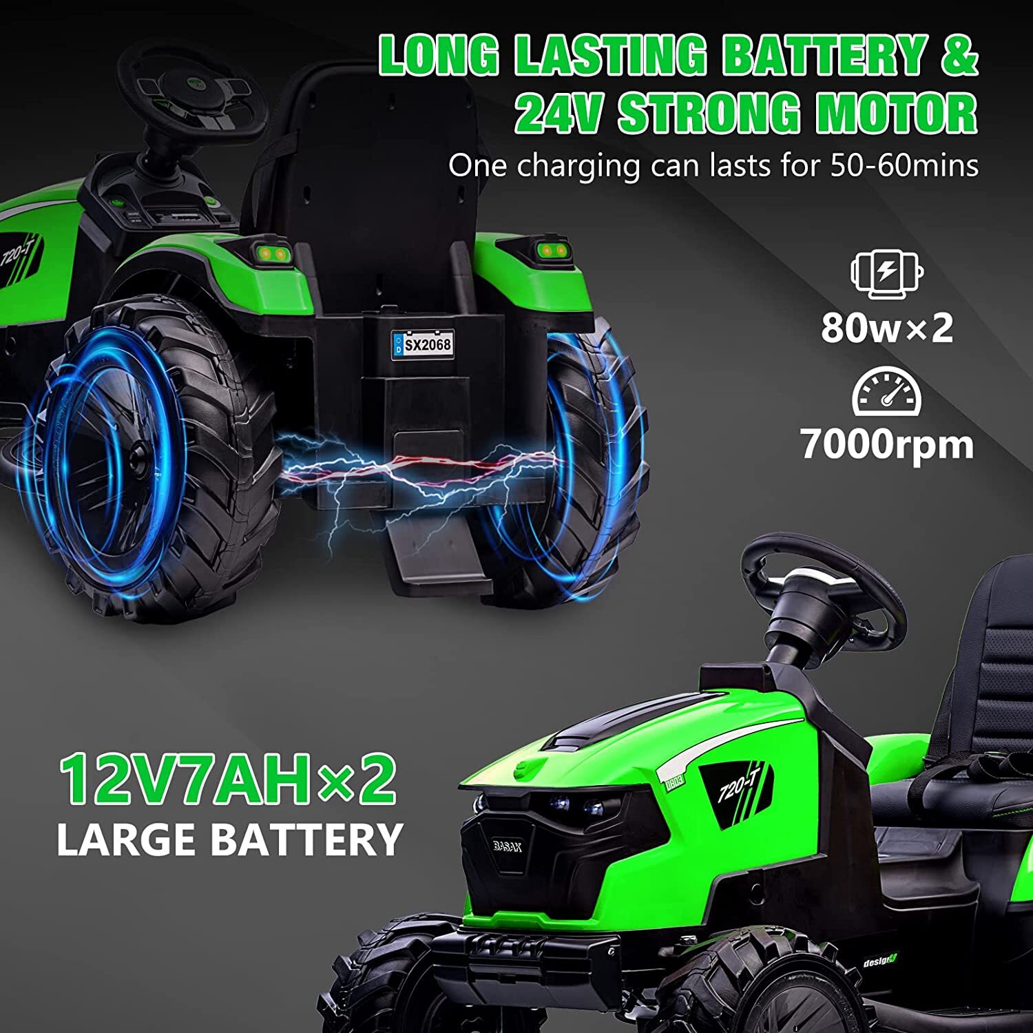 3 In 1 Ride On Tractor 24V Remote Control Electric Vehicle Excavator & Bulldozer