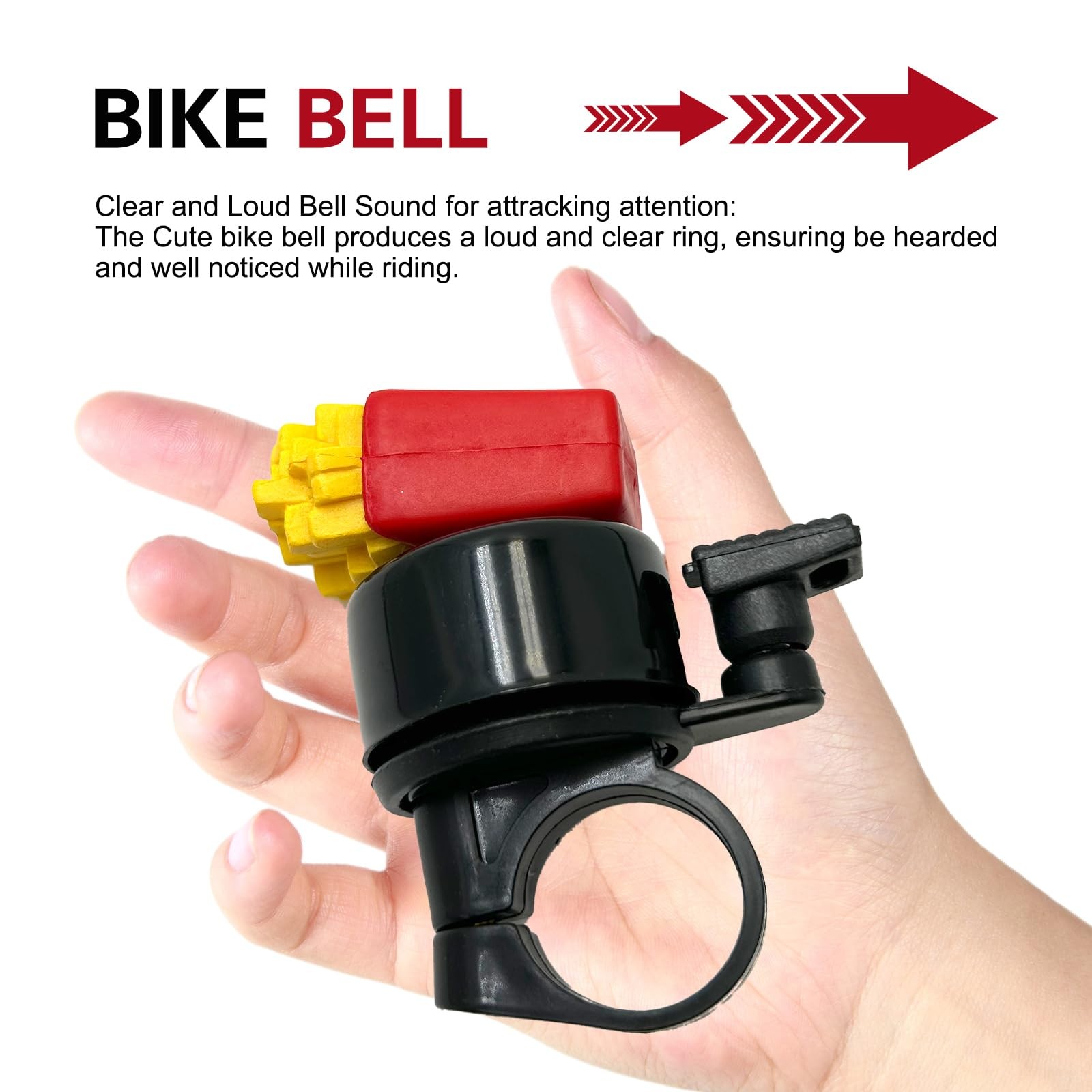 Bike French Fries Bell, Aluminum Alloy Bicycle Bell with Plastic Base, Loud C…