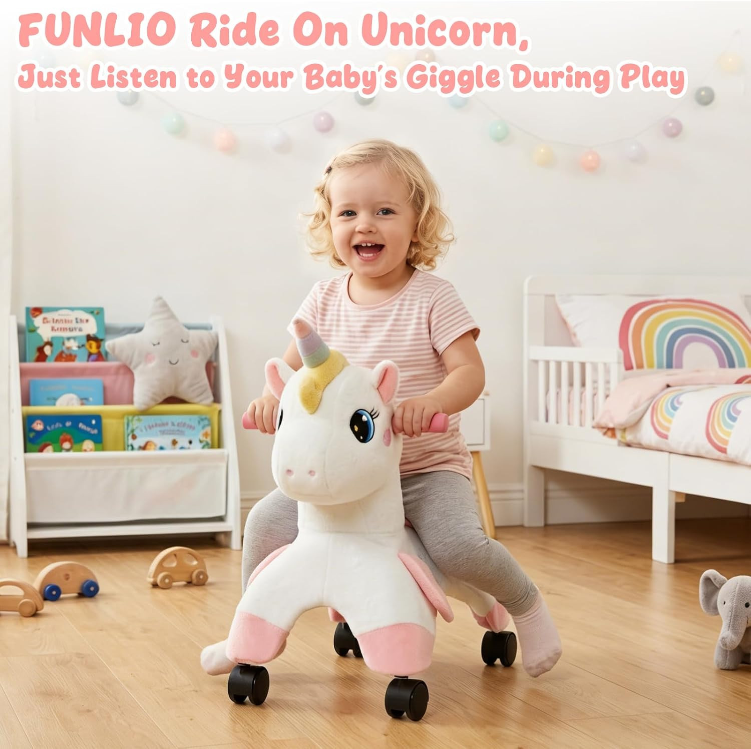 Unicorn Ride on Toys, Toddler Ride on Toys with 360° Wheels, Toddler Bike Design