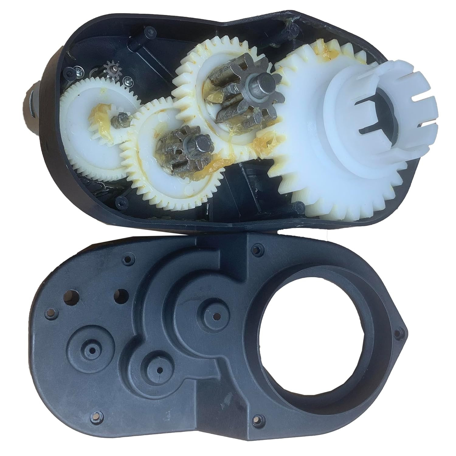 24V 30000RPM Gearbox for Powered Wheel Large Axle Hole, 24 Volt High Torque