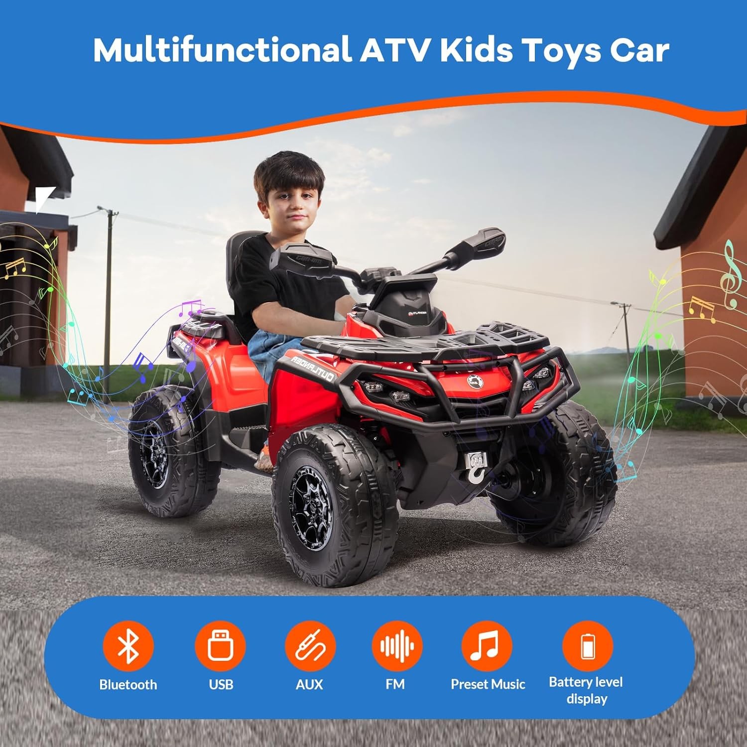 12V Kids ATV Ride on Car Electric Toys Off-Road Vehicles 4 Wheeler Quad for Kids