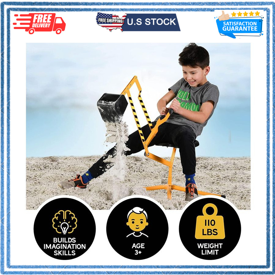Stargo Sand Digger Kids Excavator Ride on Toy, Beach Toys Outdoor Sandbox Toy