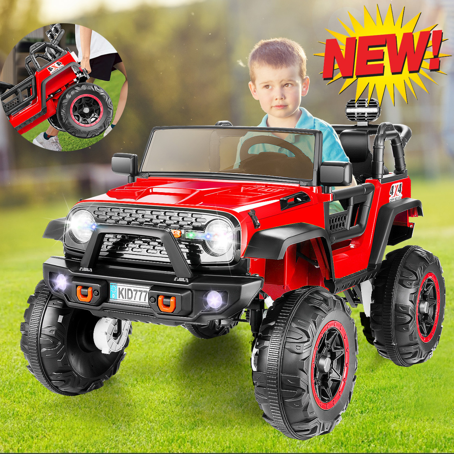 24V 400W Kids Ride On Truck Car 4WD/2WD Switchable 2 Seater 3 Speeds LED Lights^