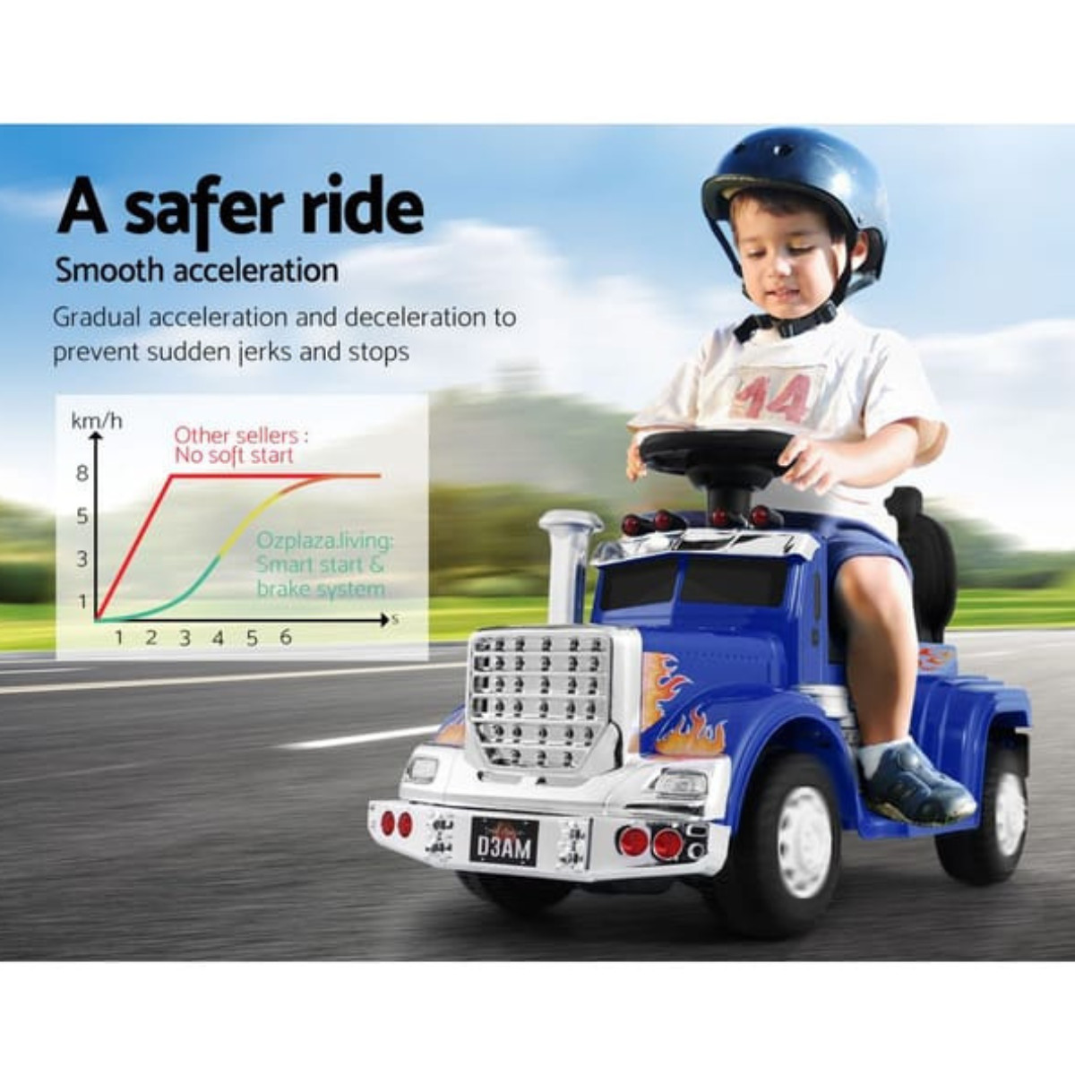 Electric Ride On Truck Kids 6V Blue Motor Battery Powered Toy