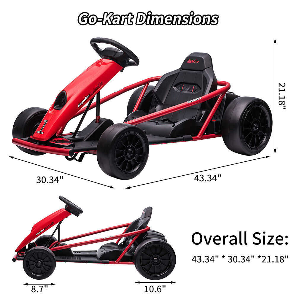 24V 9Ah Ride on Go Kart for Kids 8MPH High Speed Drifting Toys for 8-12 Years