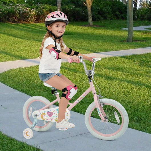 16 Inch Kids Bike Adjustable for 3-8 Years Old Children Pink – Stars & Moon – Co