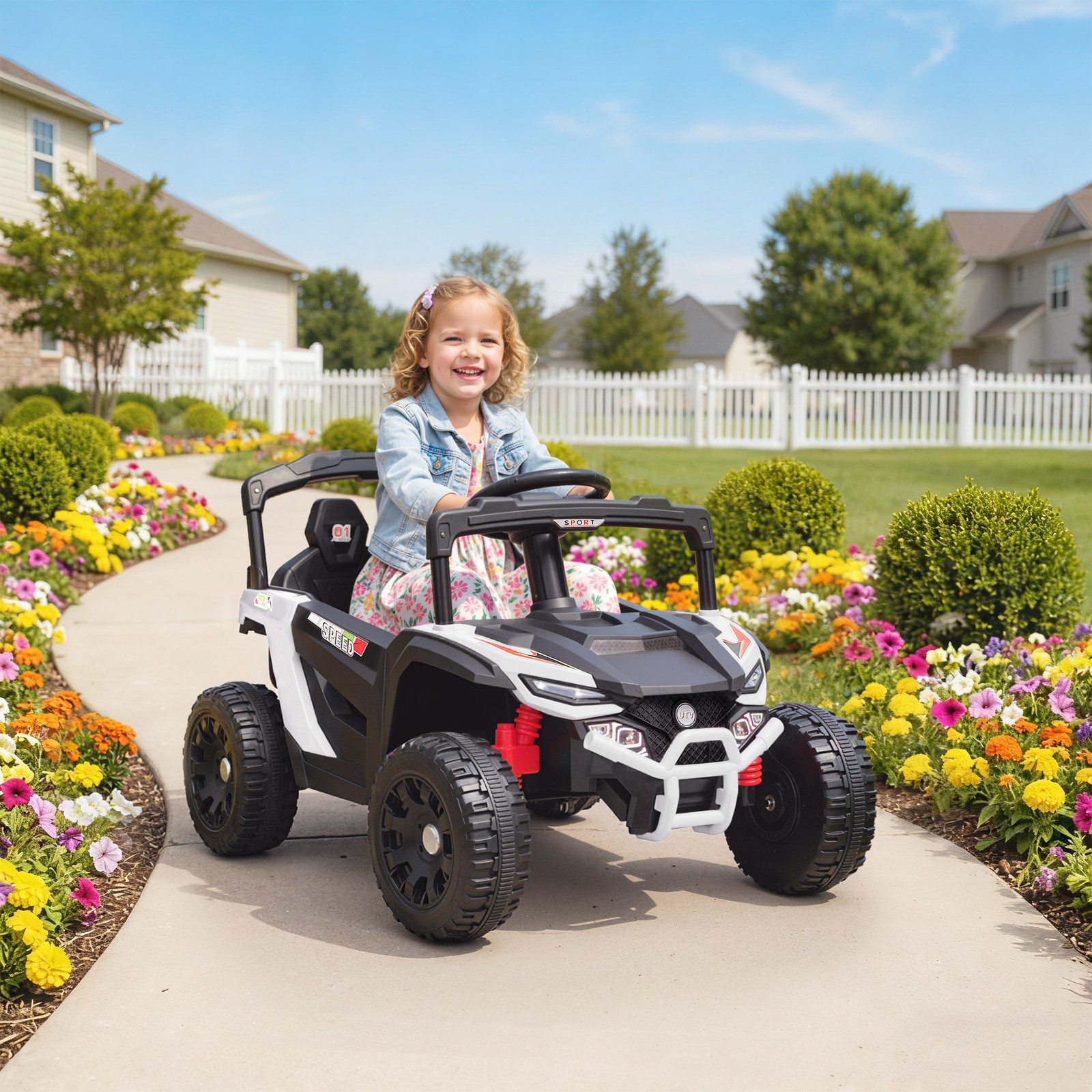 12V Kids Ride On Truck with Dual Motors for 3-5 Boys Girls, White