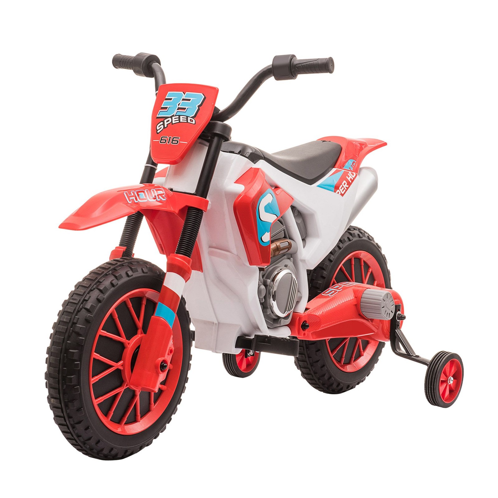 12V Powered Kids Ride-On Motorcycle 42 Length 20.25 Width Red
