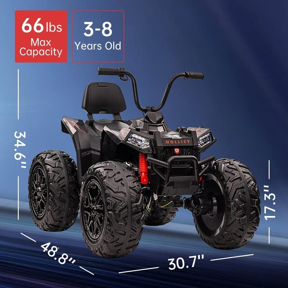 24V Kids ATV 4 Wheeler Quad Car Off-road Ride on Toy 5 mph Max-speed w/ LED Ligh