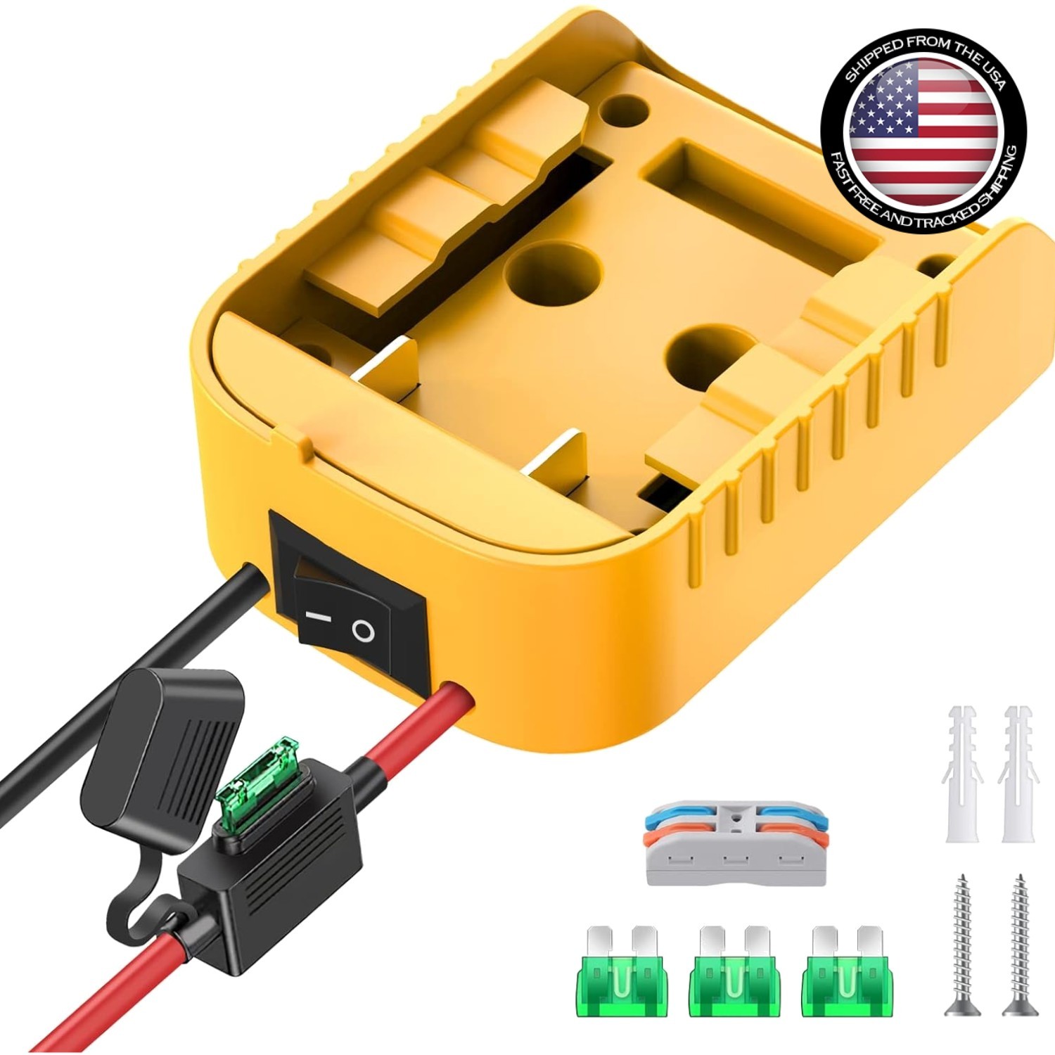 Power Connector for Dewalt 20V Battery – 12AWG Wire, Fuse & Terminals Included