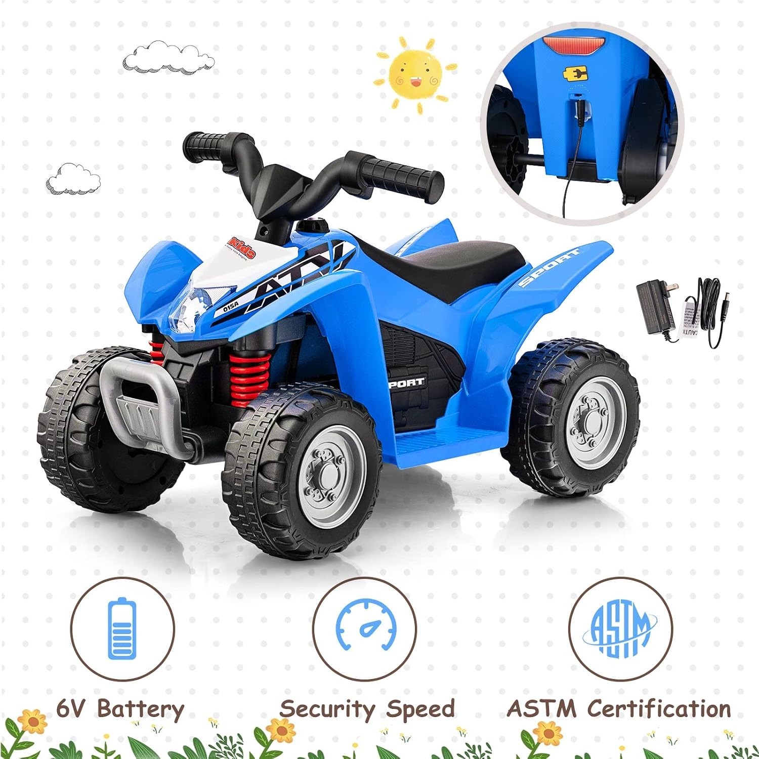Kids 4-Wheeler Toy ATV with LED Lights – Safe & Exciting Ride On Experience
