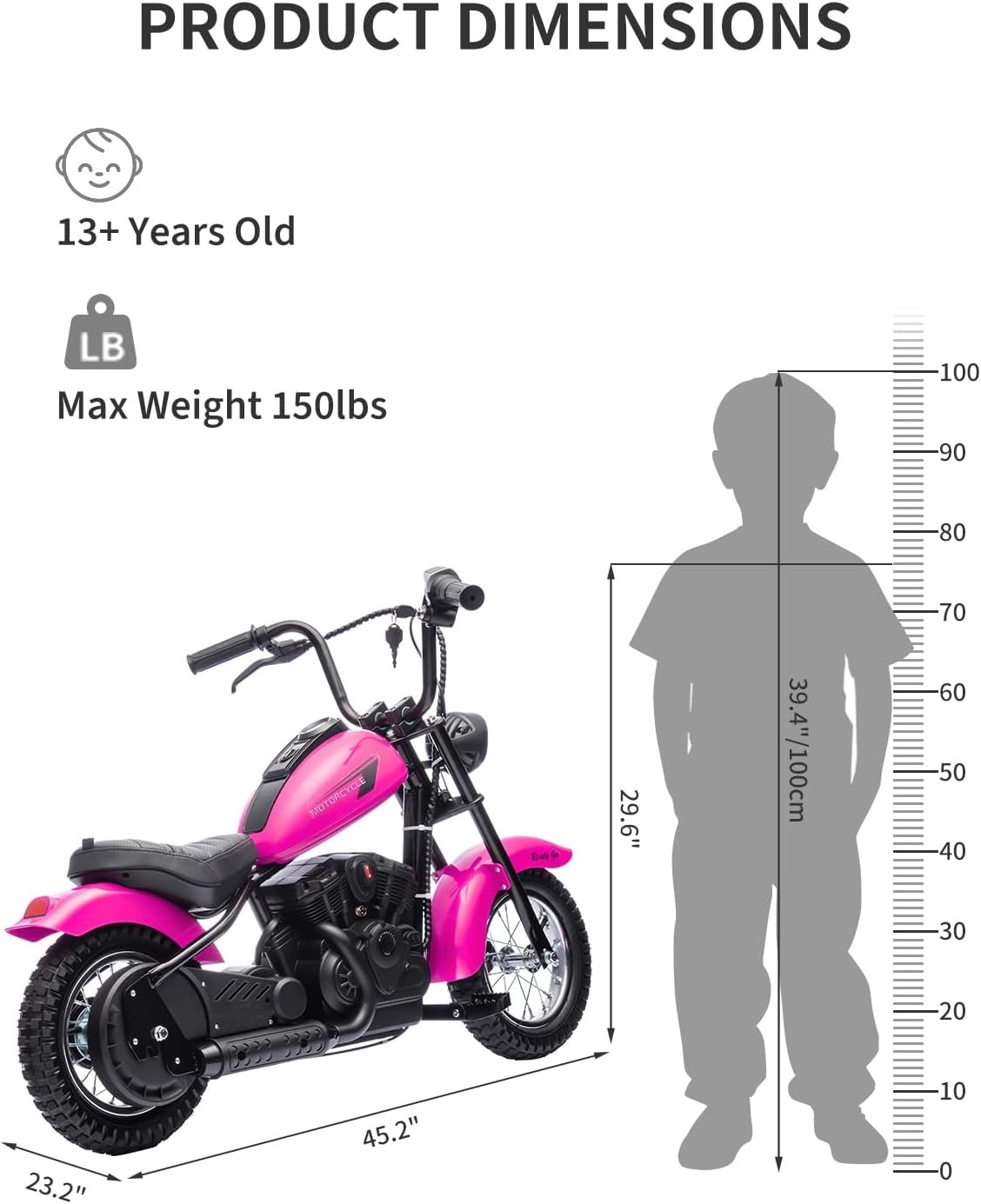 Kids Electric Dirt Bike (Ages 8-14) 24v 250w,LED,Leather Seat,Dual Speed Modes