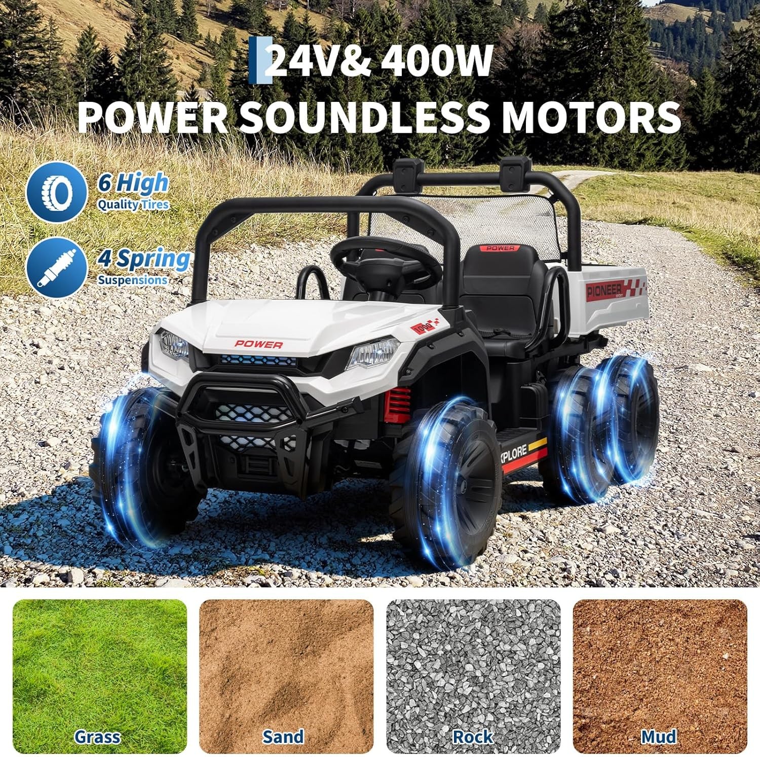 24V 2 Seater Ride on Car 4WD Dump Truck for Kids Ride on Toys for Boys Girls