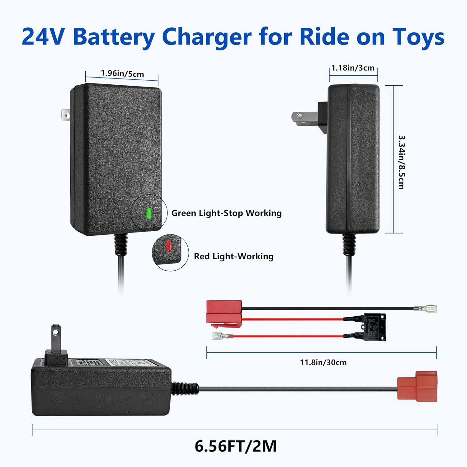 24V Battery Charger and Battery Wire Harness Compatible with Ride on Toys for Ki