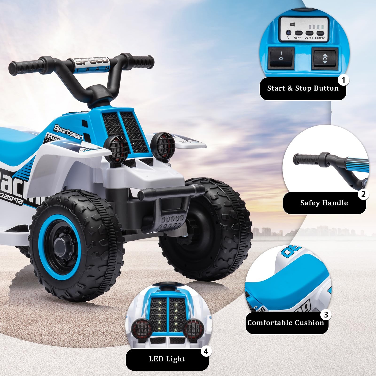 Electric Ride on ATV for Kids 6v 4.5AH Long-Lasting Battery Positive Energy Car