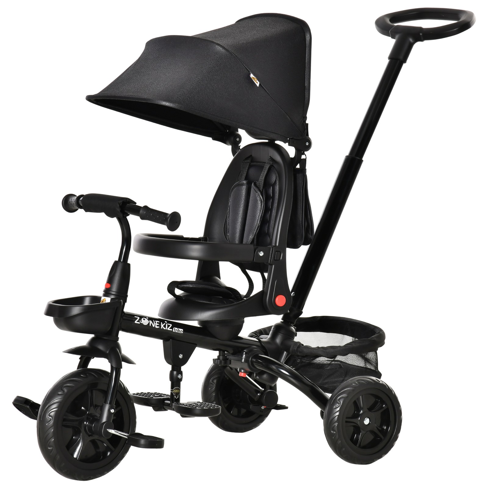 Kids Tricycle 4 in 1 Trike with Reversible Seat, Black