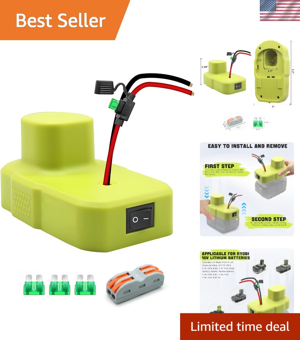 Ryobi 18V Battery Adapter for RC Cars & Robotics – Durable Connector with Fuse