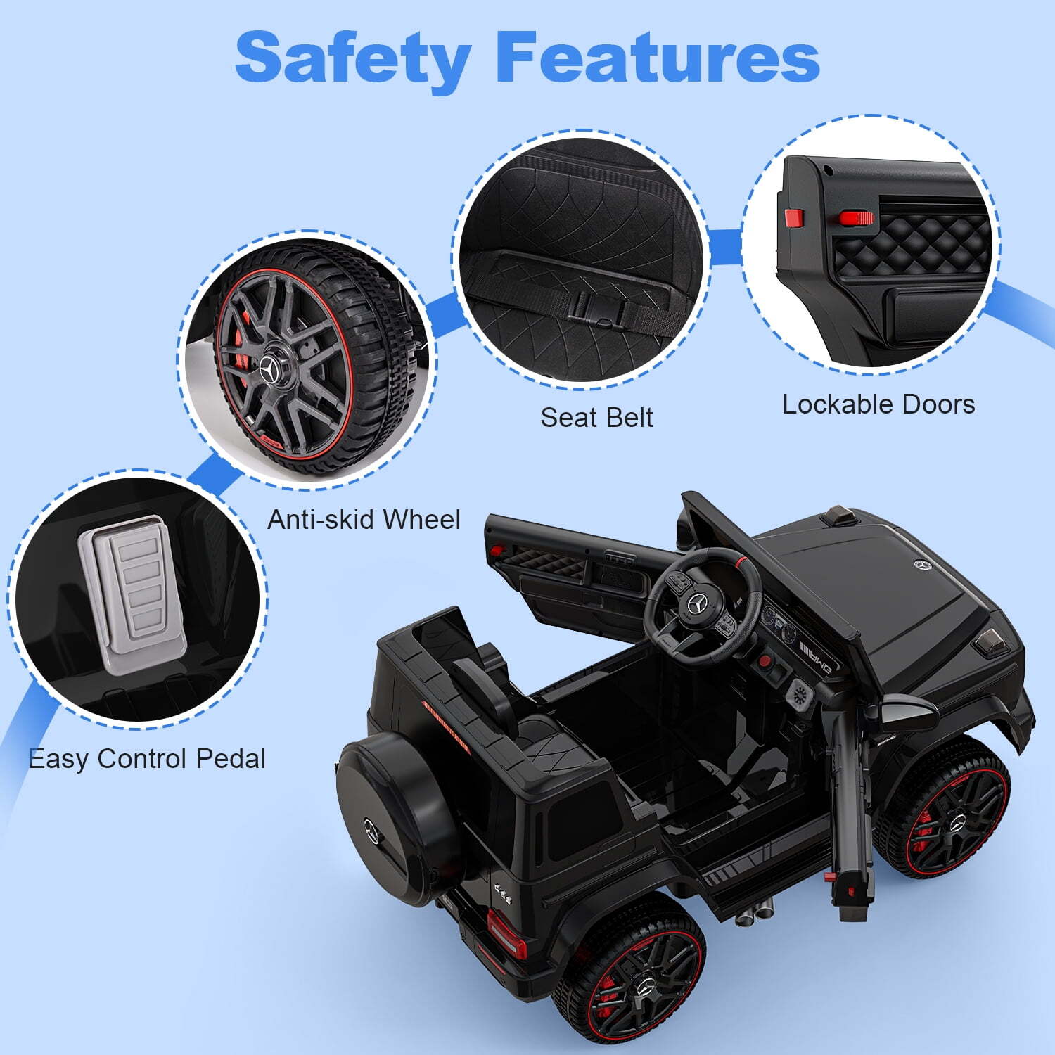 12V Mercedes Benz G63 G-Class G Wagon Ride On Toy w/ Remote Control LED Music