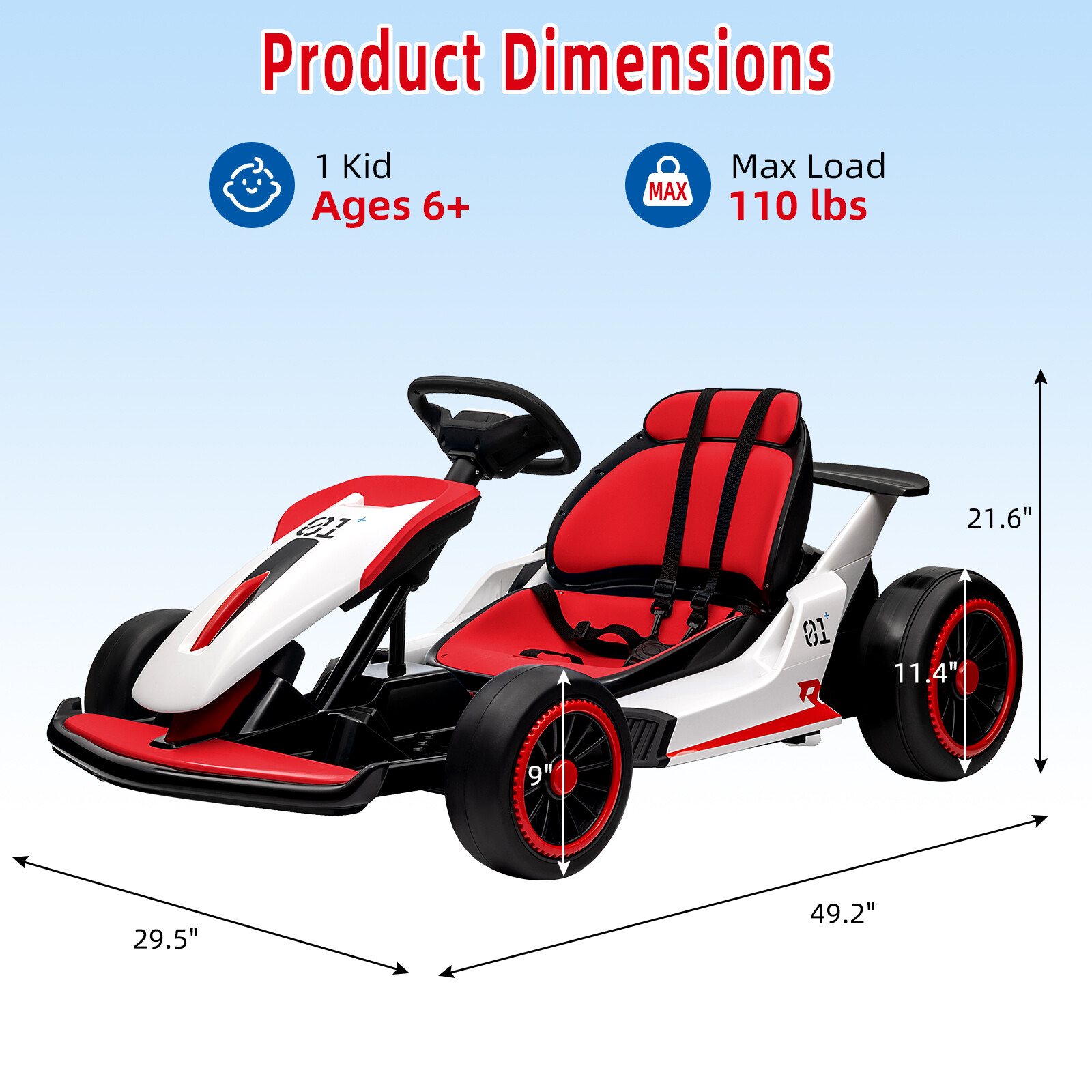 Kids Go Kart 24V, Electric Drift Kart With 2x150W Strong Motors for Boys Girls