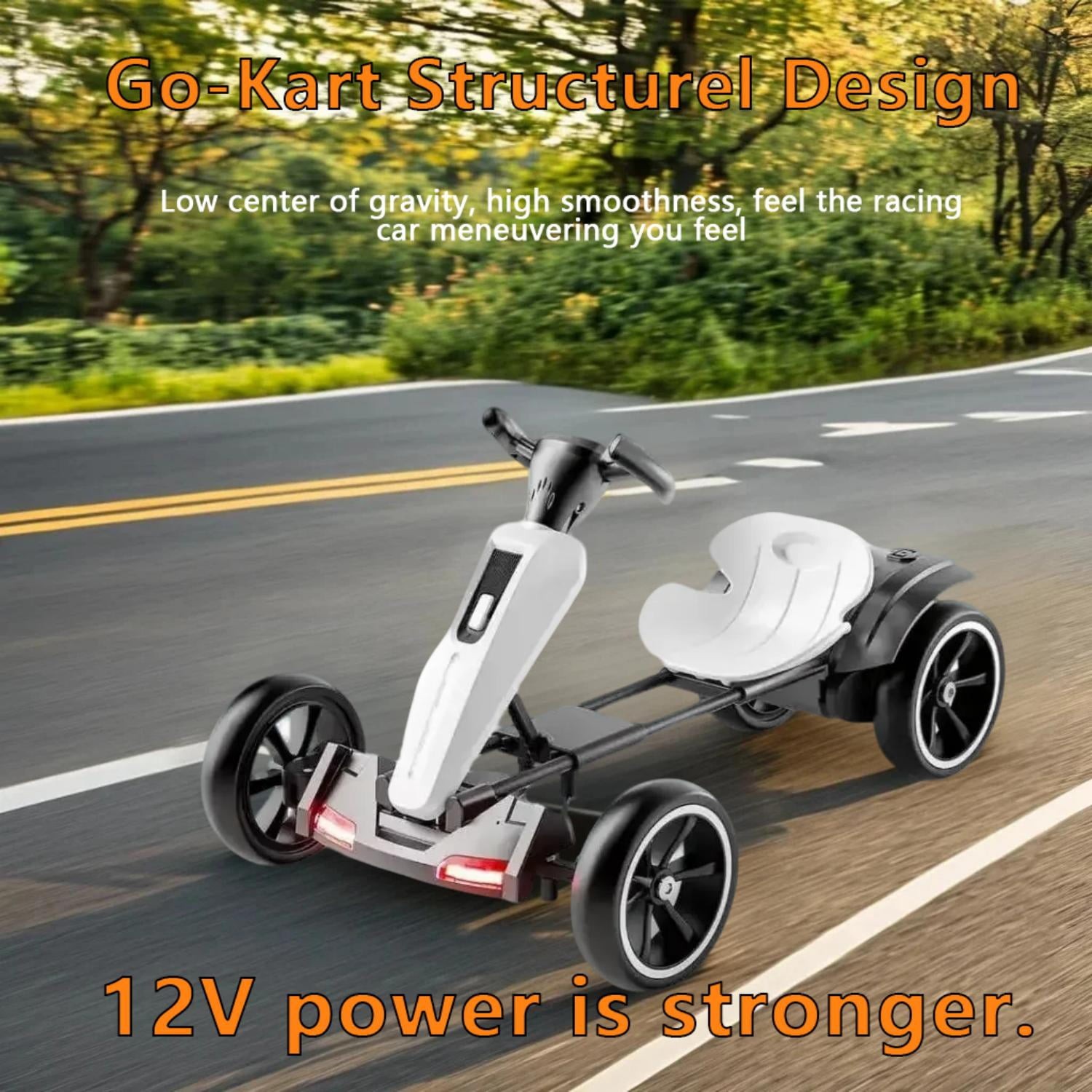 12V Electric Pedal Go Kart Ride on Toy for Kids 3-8 Years 400W*2 Motors 5 MPH