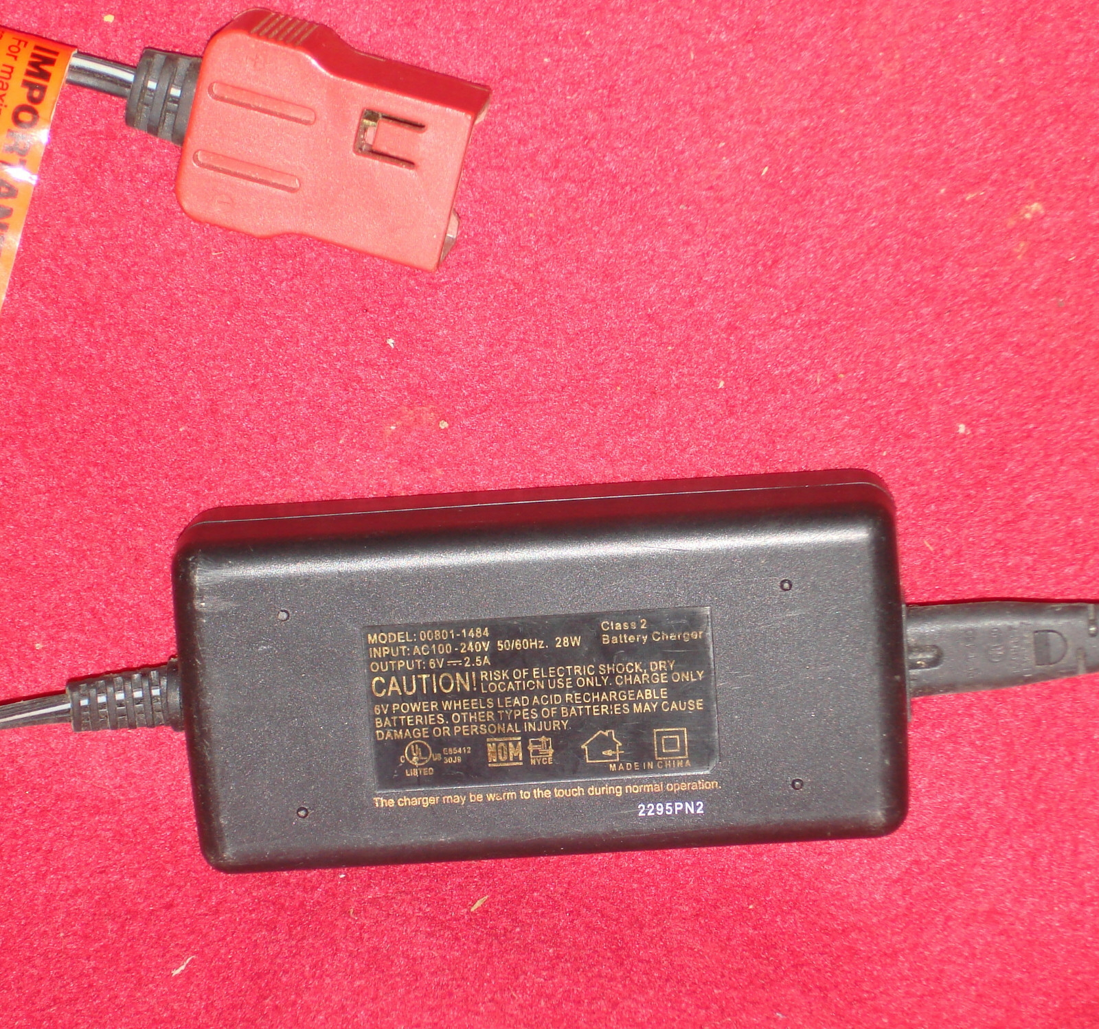 Fisher Price.Power Wheels Six Volt Quick Charger!