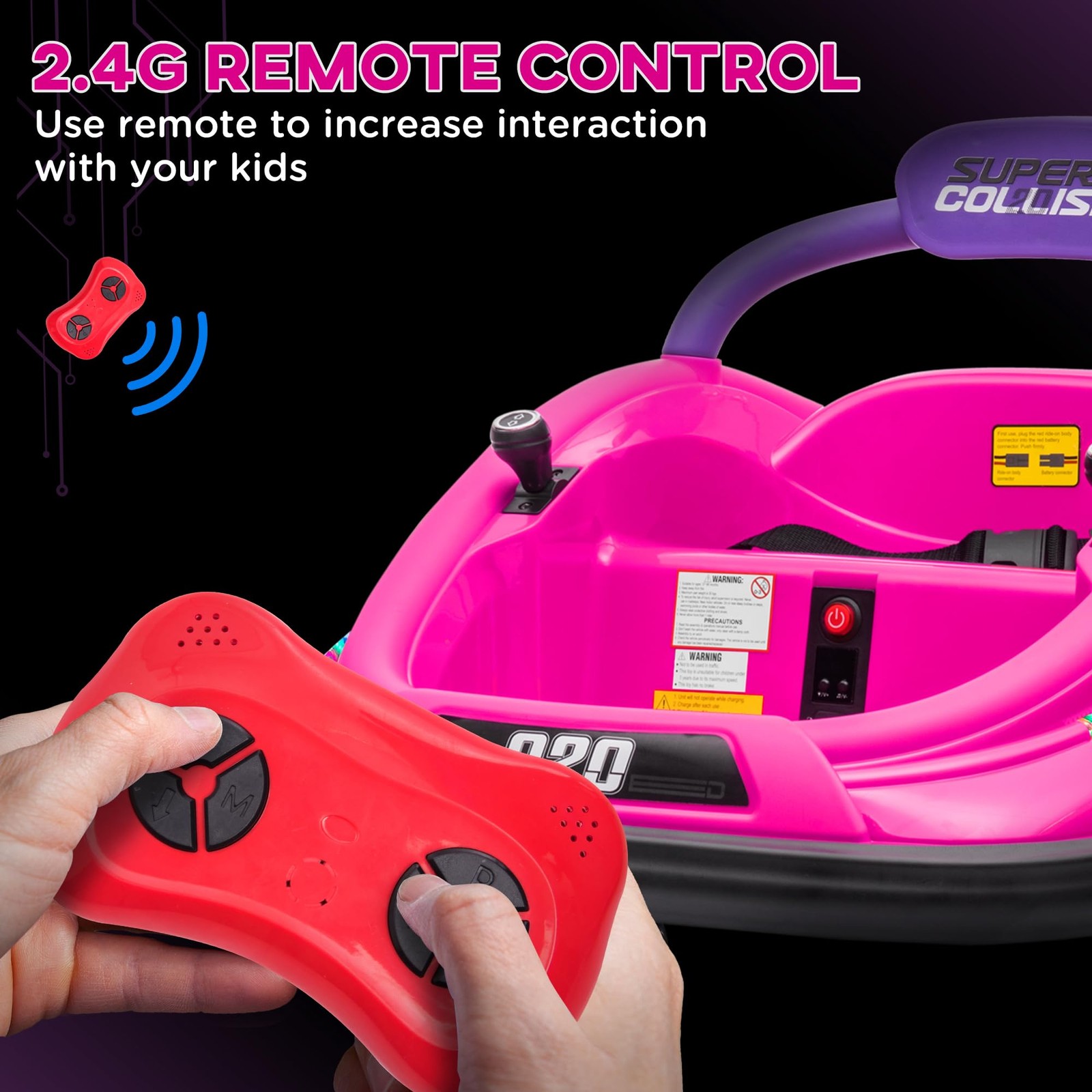 12V Toddler Bumper Car with Remote Control, 360° Rotation Kids Electric Ride-…
