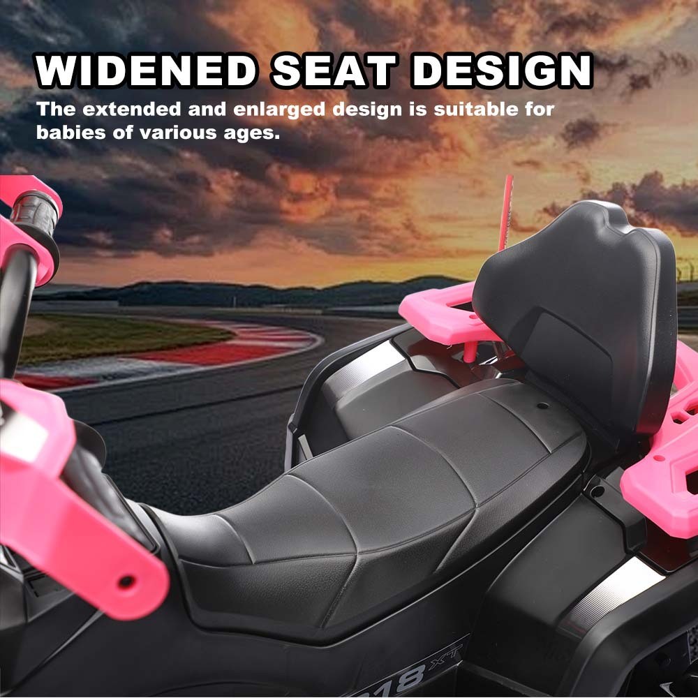 24V Pink ATV Ride-On Car Battery Powered w/ LED Lights, Bluetooth for Ages 3-6 Y