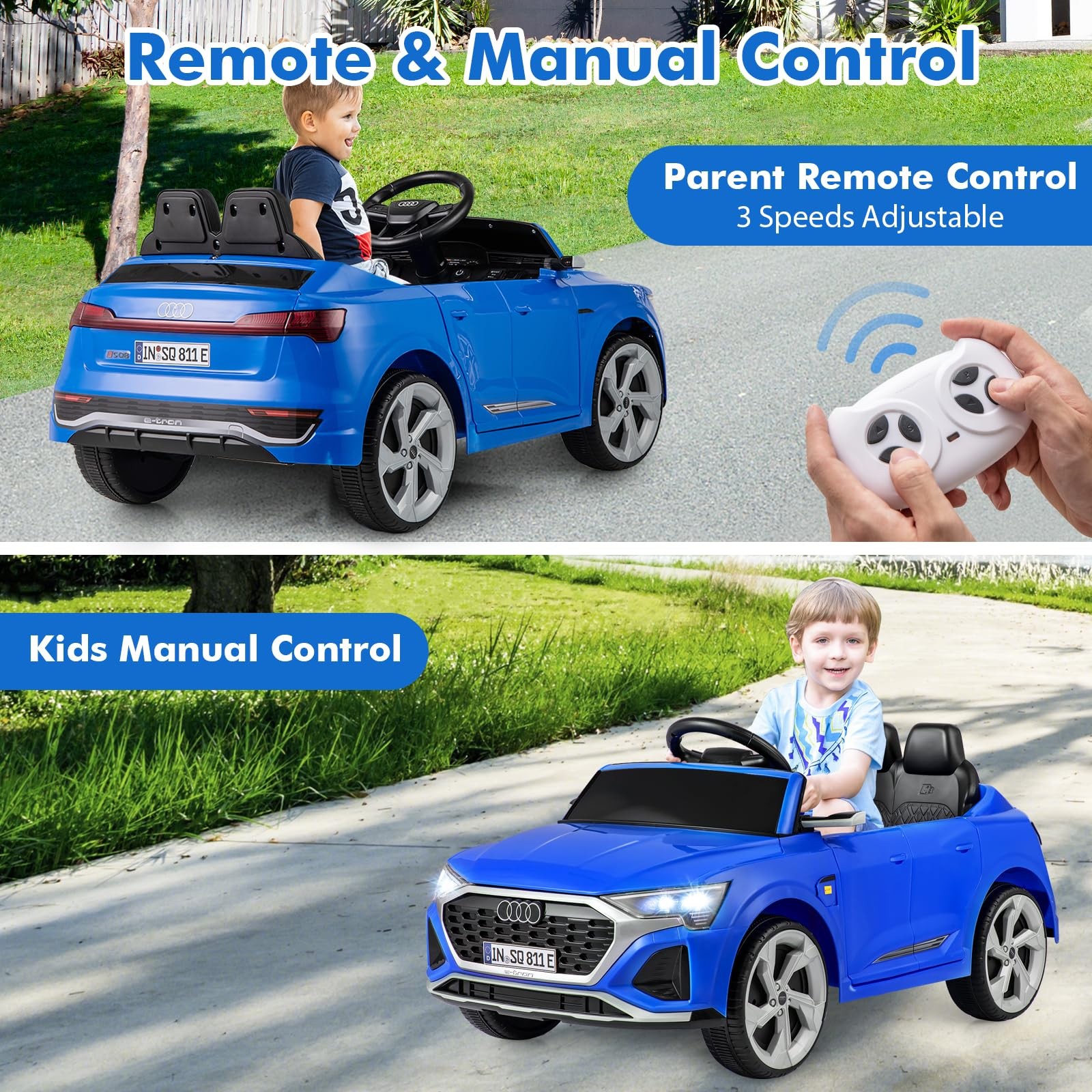 INFANS Audi SQ8 Licensed Ride On Car for Kids 12V Remote Control 3 Years