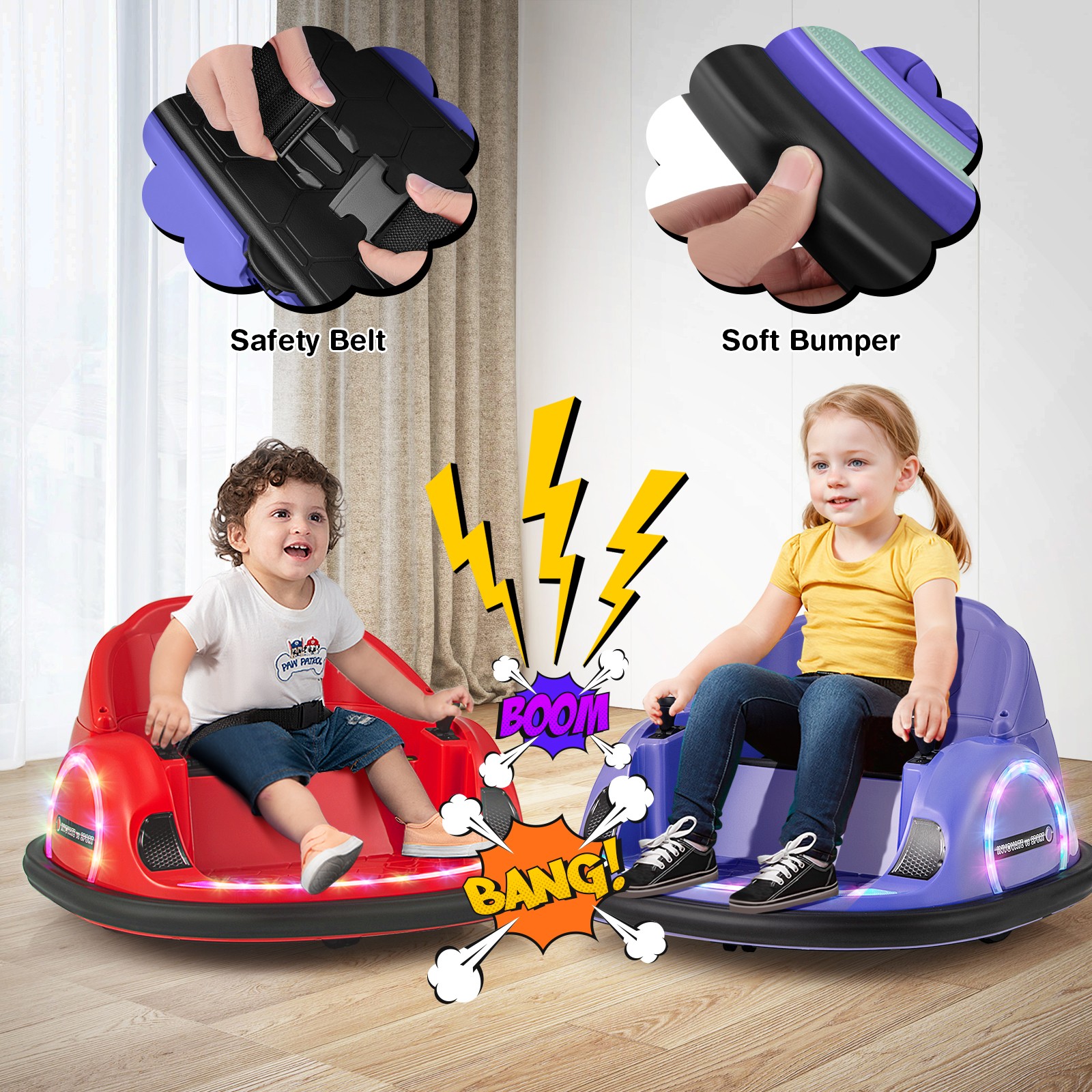 12V Electric 360° Spin Car Toy Ride on Bumper Car for Toddlers w/ Remote Control