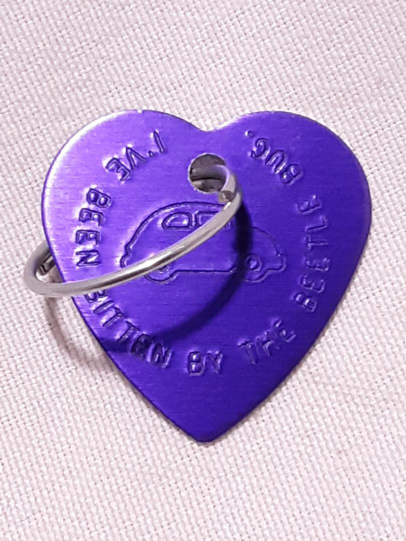PURPLE PLATED Beetle Bug KEY RING TAG FOR YOUR KEYS