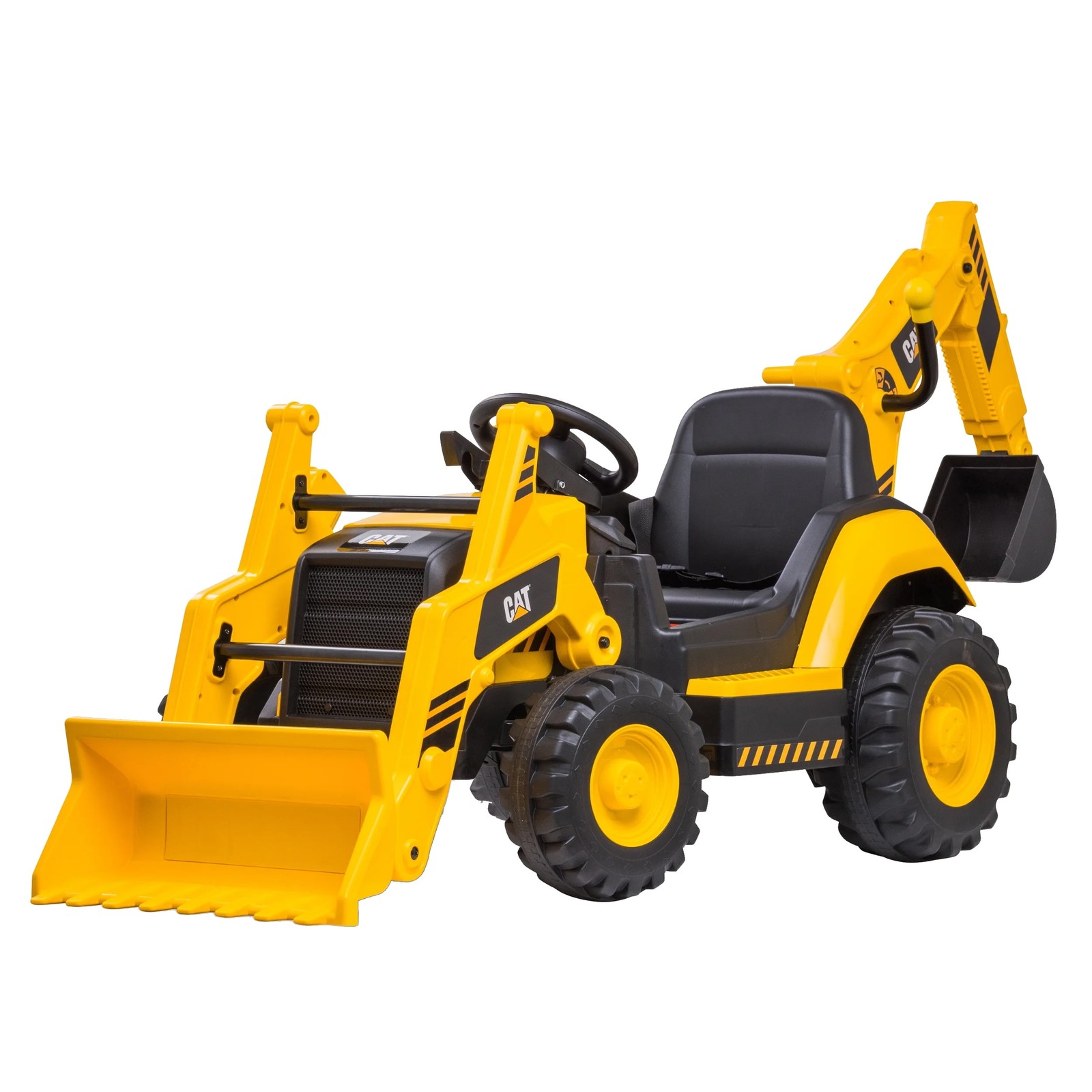 Kids Ride On Toy CAT Excavator Backhoe Front Loader Truck 12V Battery Powered