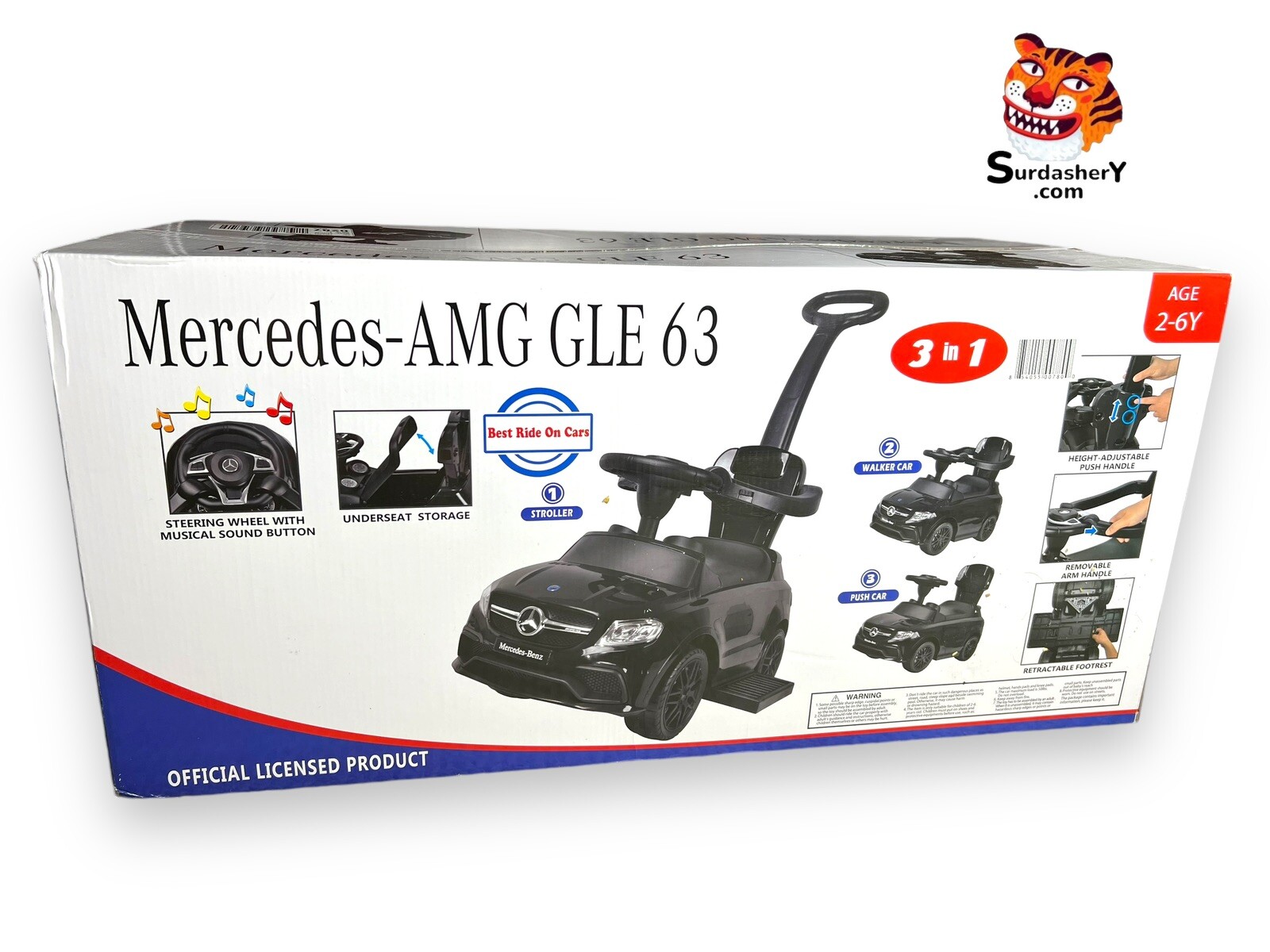 Mercedes Benz AMG GLE 63 3-In-1 Push Car *WHITE*