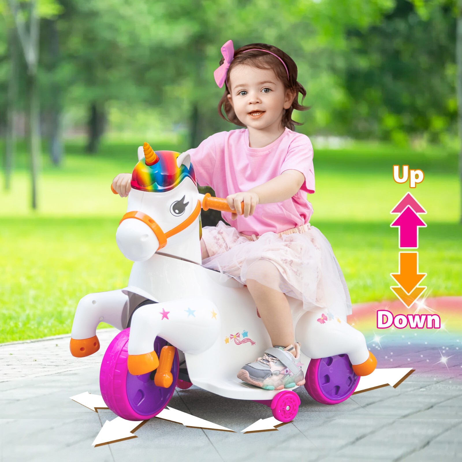 TOBBI Ride on Unicorn Car Baby Rocking Horse Toys for Girls Electric Ride On Toy