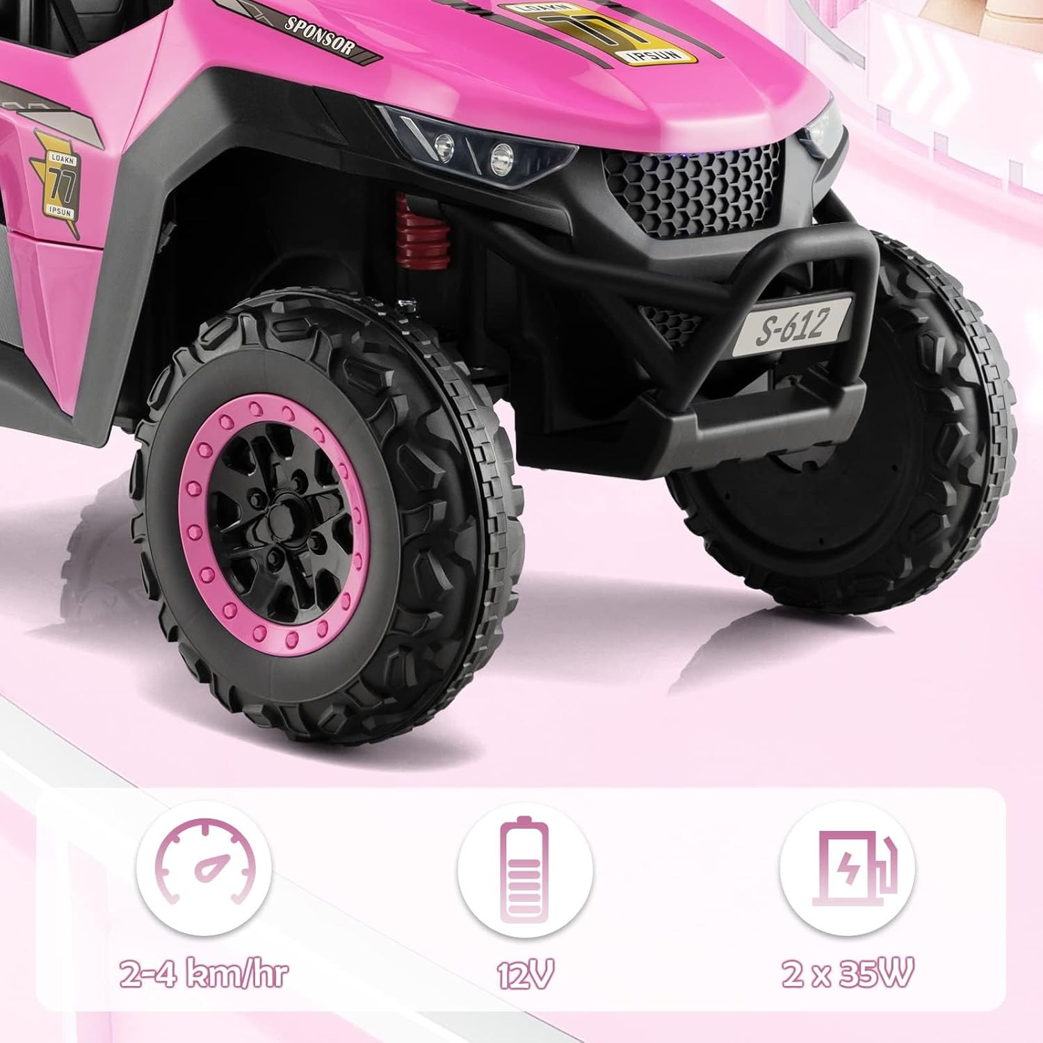 2 Seater Ride on Car for Kids, 12V UTV Kids’ Electric Vehicles with Remote Contr