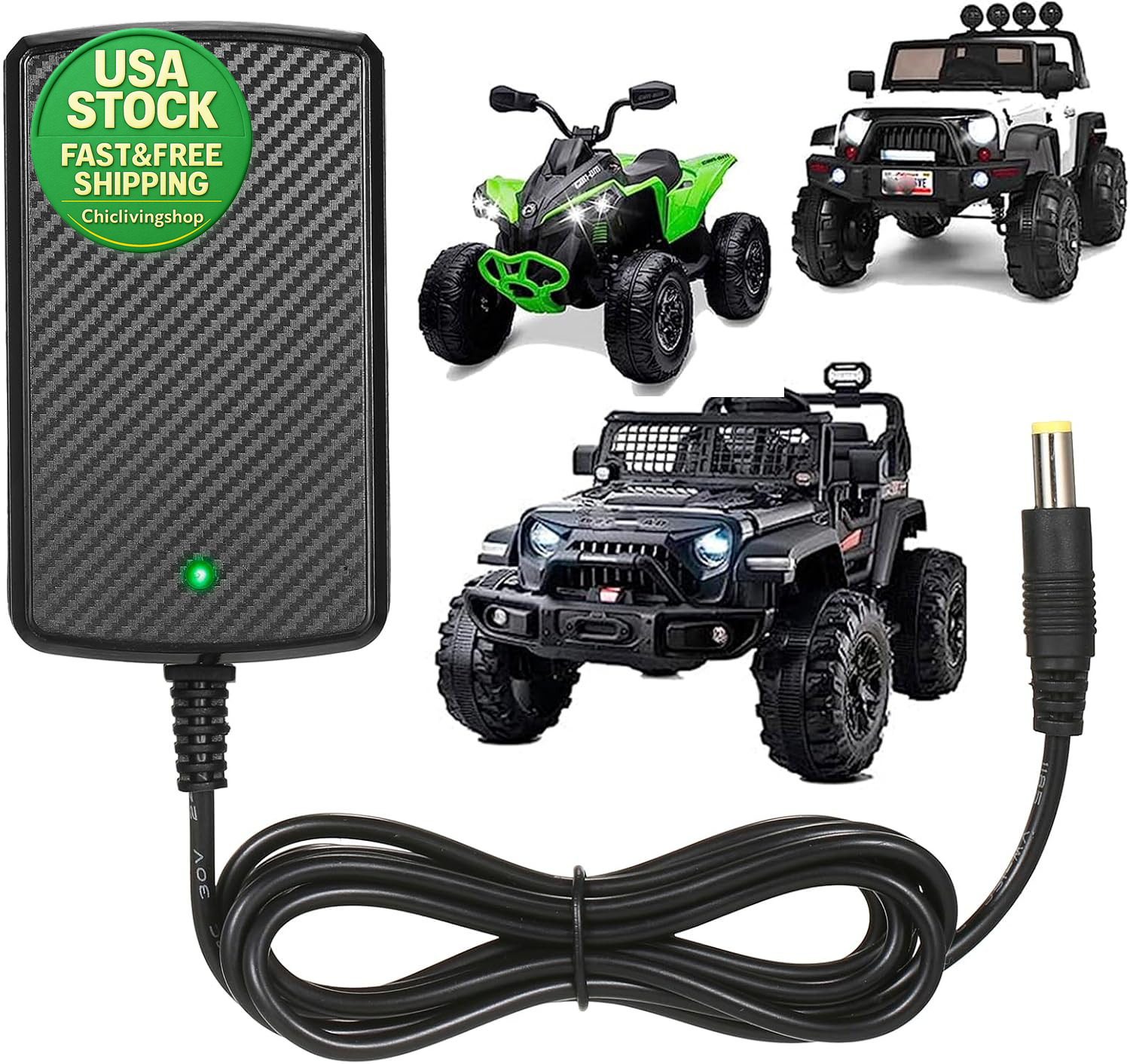 24V Battery Charger for Kids Ride on Cars Suvs Atvs Kid Trax Dynacraft Jeep